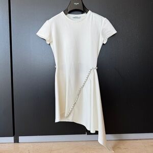 AREA Crystal-Embelished Asymmetrical Mini Dress